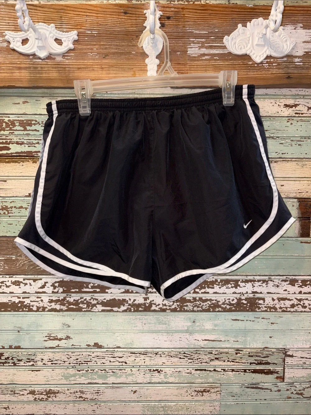 Nike Women's Black Athletic Shorts with White Piping